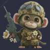 Cute Soldier Monkey Diamond Painting