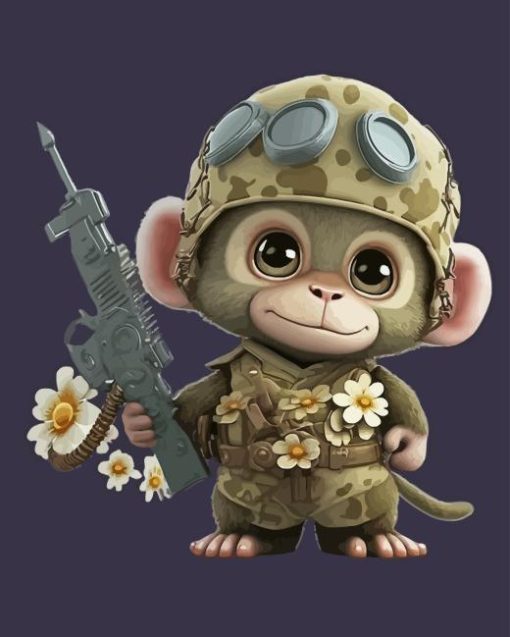 Cute Soldier Monkey Diamond Painting