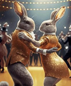 Dancing Rabbits Couple Diamond Painting