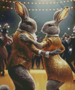 Dancing Rabbits Couple Diamond Painting