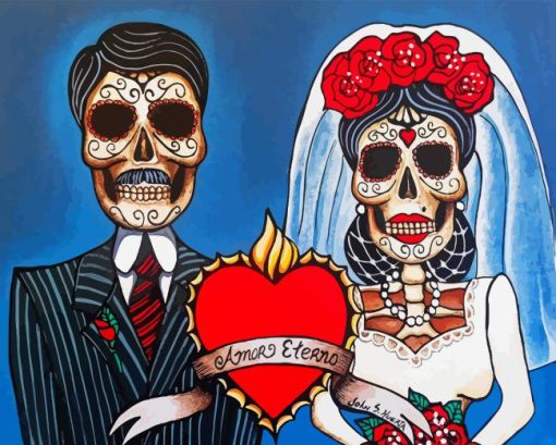 Day Of The Dead Couple Wedding Diamond Painting