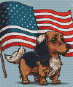 Dog And Flag Diamond Painting