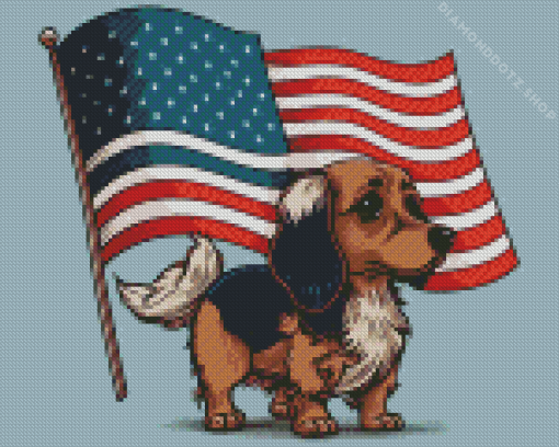 Dog And Flag Diamond Painting