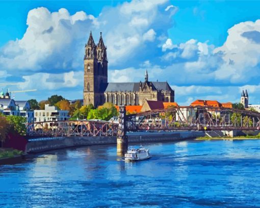 Germany Magddeburg Lift Bridge Diamond Painting