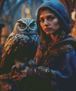 Lady With Owl Diamond Painting