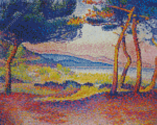 Pines Along The Shore Diamond Painting