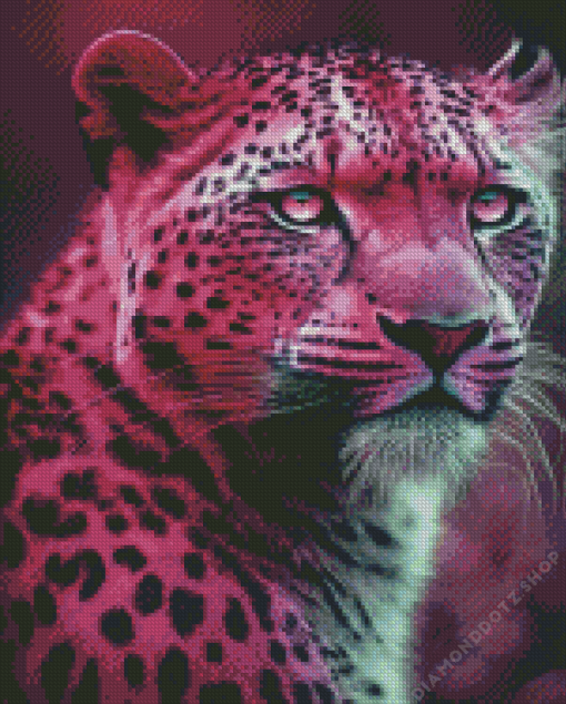 Pink Jaguar Animal Diamond Painting