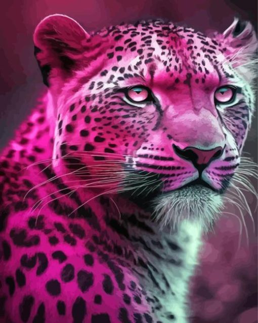 Pink Jaguar Animal Diamond Painting