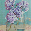 Purple Hydrangeas In Mason Jars Diamond Painting