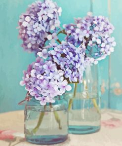 Purple Hydrangeas In Mason Jars Diamond Painting