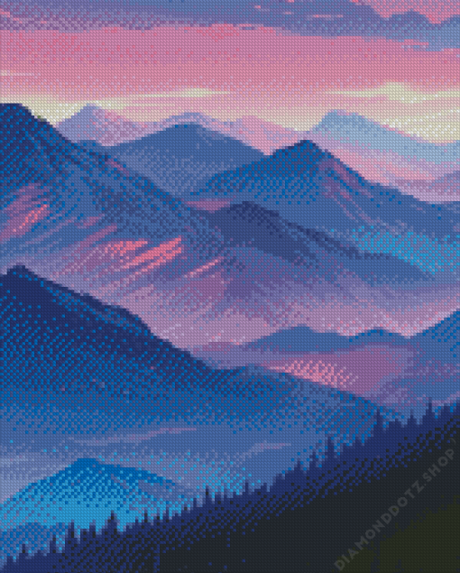 Purple Mountains Diamond Painting