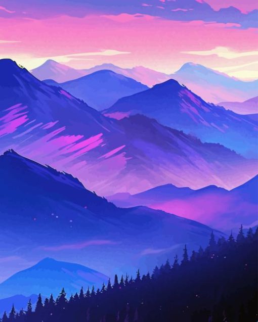 Purple Mountains Diamond Painting