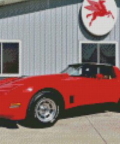 Red 1981 Corvette Diamond Painting