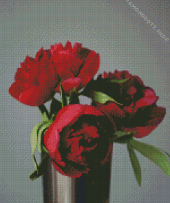 Red Peonies In A Vase Diamond Painting