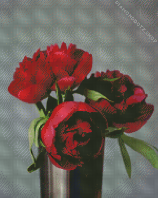 Red Peonies In A Vase Diamond Painting