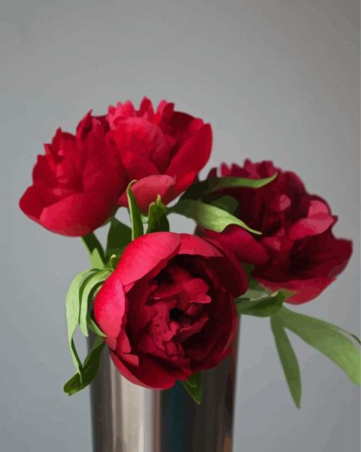 Red Peonies In A Vase Diamond Painting