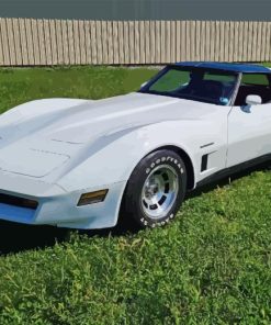 White 1982 Corvette Car Diamond Painting