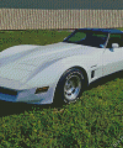 White 1982 Corvette Car Diamond Painting