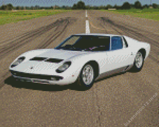 White Lamborghini Miura Diamond Painting