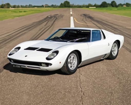 White Lamborghini Miura Diamond Painting