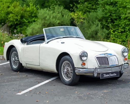 White Mga Sport Car Diamond Painting