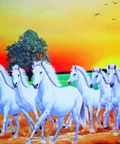 White Running Horse Diamond Painting