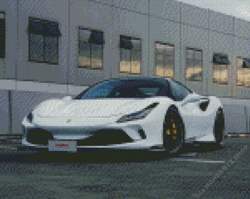 White Ferrari F8 Diamond Painting