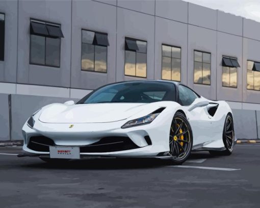 White Ferrari F8 Diamond Painting