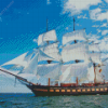 White Tallship Diamond Painting