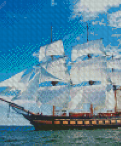 White Tallship Diamond Painting