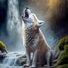 Wolf Waterfall Diamond Painting