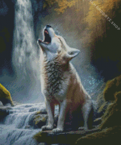 Wolf Waterfall Diamond Painting