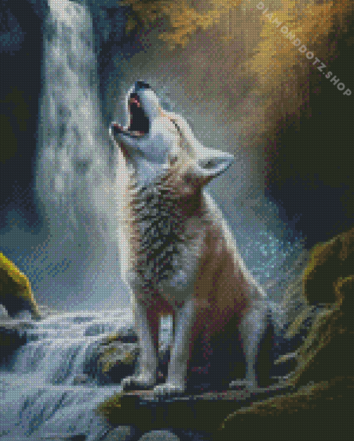 Wolf Waterfall Diamond Painting