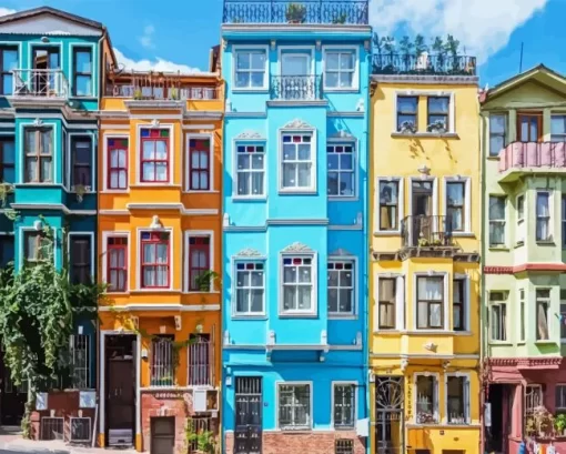 Balat Turkey Colorful Buildings Diamond Painting