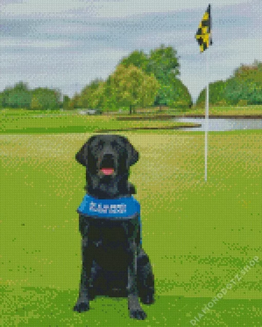 Black Golf Dog Diamond Painting