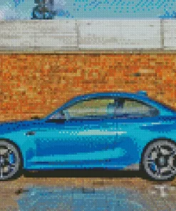 Blue Metallic Car Side View Diamond Painting