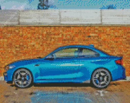 Blue Metallic Car Side View Diamond Painting