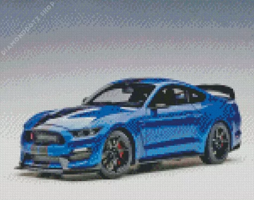 Blue Mustang Car Diamond Painting