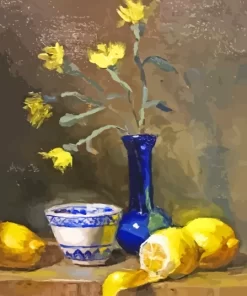 Blue Vase With Lemons Diamond Painting