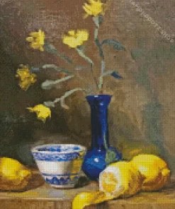 Blue Vase With Lemons Diamond Painting