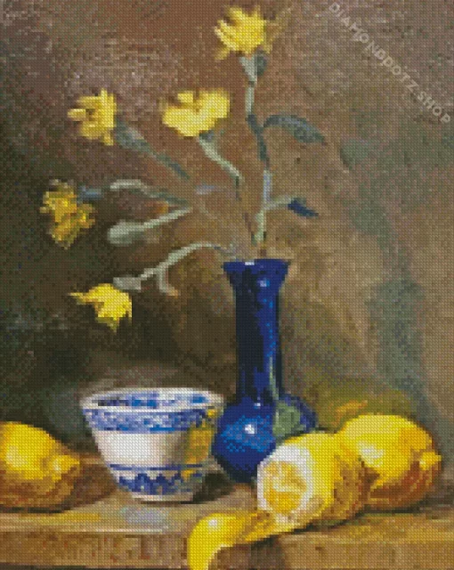 Blue Vase With Lemons Diamond Painting