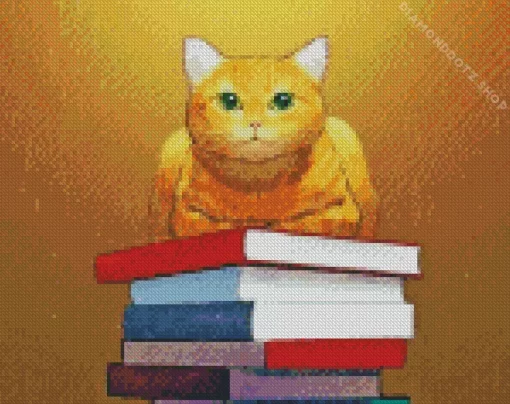 Book Cat Diamond Painting