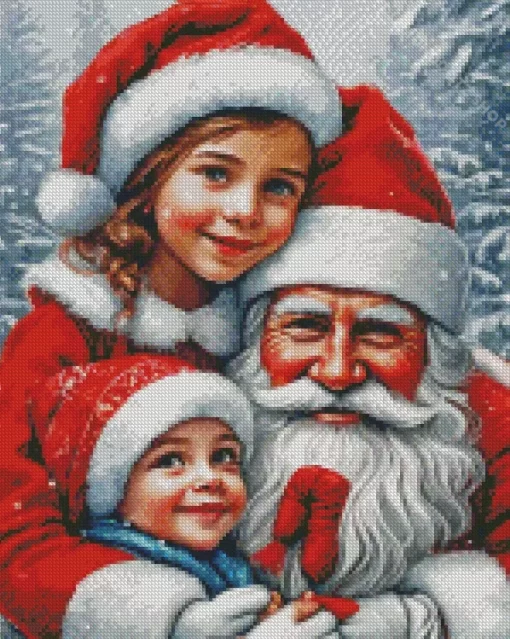 Christmas Children And Santa Diamond Painting