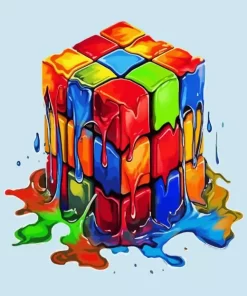 Colorful Melting Rubiks Cube Diamond Painting