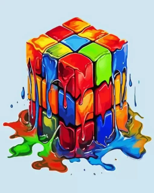 Colorful Melting Rubiks Cube Diamond Painting