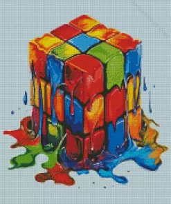 Colorful Melting Rubiks Cube Diamond Painting