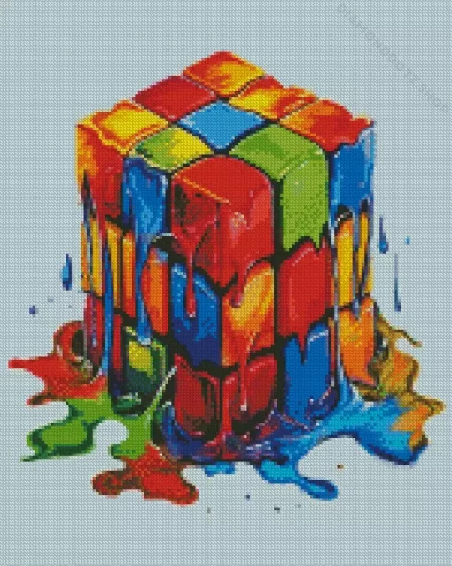 Colorful Melting Rubiks Cube Diamond Painting