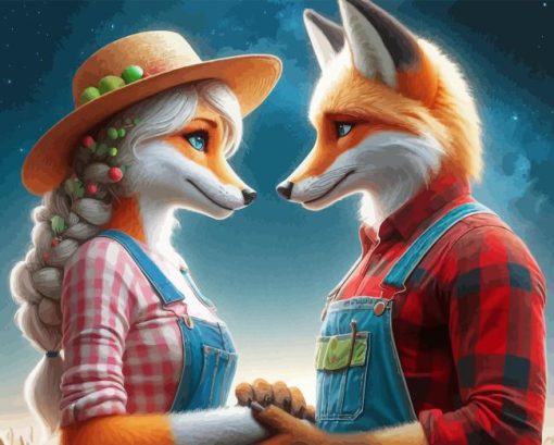 Countryside Fox Couple Diamond Painting