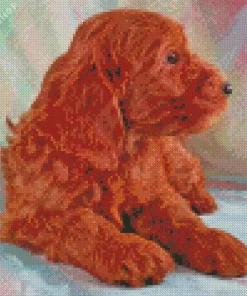 Dark Red Miniature Golden Doodle Diamond Painting