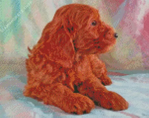 Dark Red Miniature Golden Doodle Diamond Painting